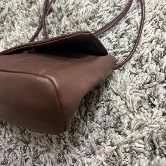 Nine West Brown Leather Crossbody Flap Purse 2000s Y2k Vintage - Picture 9 of 11